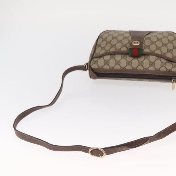 GUCCI GG Supreme Web Sherry Line Bag PVC Beige Gold 001 904 2032 Auth 160592