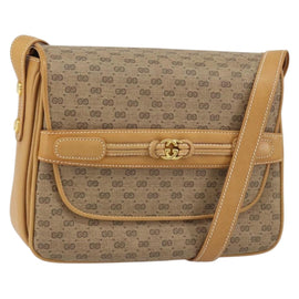 GUCCI Micro GG Supreme Shoulder Bag PVC Beige Gold Auth 160593