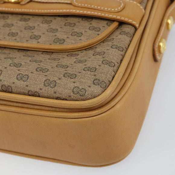 GUCCI Micro GG Supreme Shoulder Bag PVC Beige Gold Auth 160593