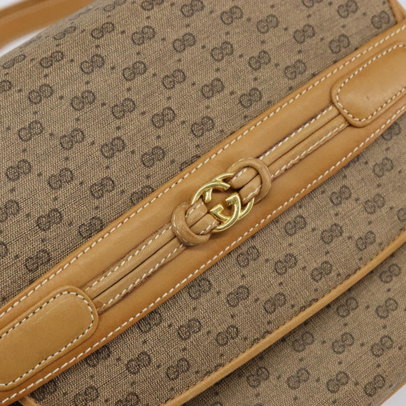 GUCCI Micro GG Supreme Shoulder Bag PVC Beige Gold Auth 160593