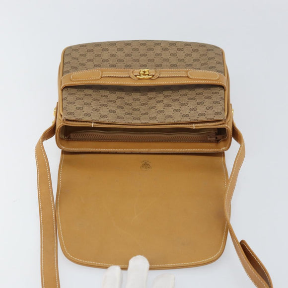GUCCI Micro GG Supreme Shoulder Bag PVC Beige Gold Auth 160593