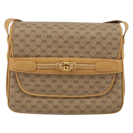 GUCCI Micro GG Supreme Shoulder Bag PVC Beige Gold Auth 160593 - 0
