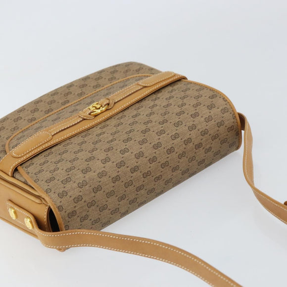 GUCCI Micro GG Supreme Shoulder Bag PVC Beige Gold Auth 160593