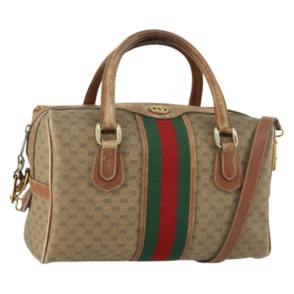 GUCCI Micro GG Supreme Web Sherry Line Tasche PVC Beige 002 58 4422 Auth 160595