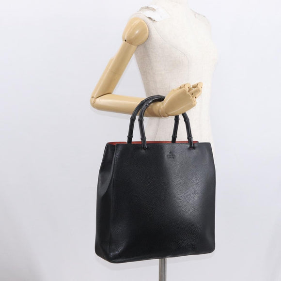 GUCCI Bamboo Tote Bag Leder Schwarz 002 1059 Auth 160597