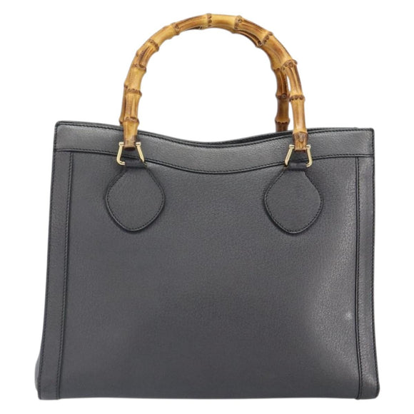 GUCCI Bamboo Tote Bag Leather Gray Auth 160598