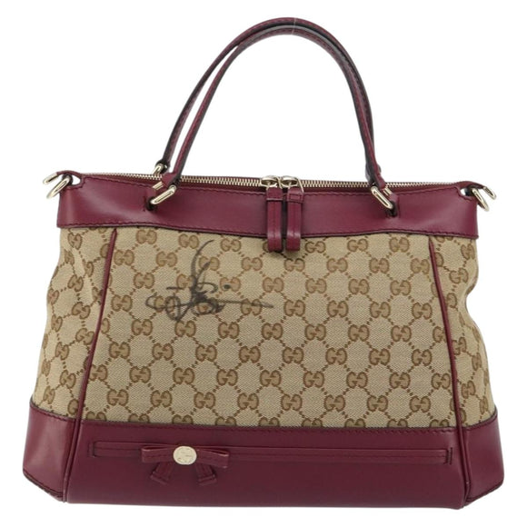 GUCCI GG Canvas Hand Bag Beige Gold 269894 Auth 160600