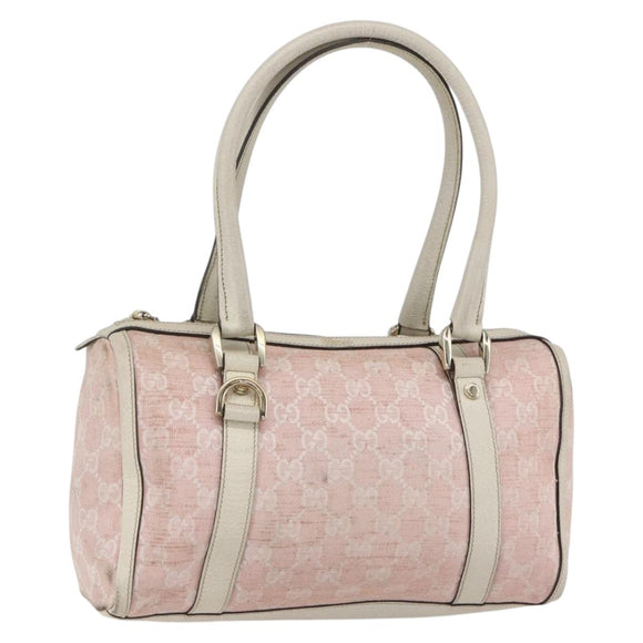 GUCCI GG Canvas Hand Bag Outlet Pink Gold 130942 Auth 160602