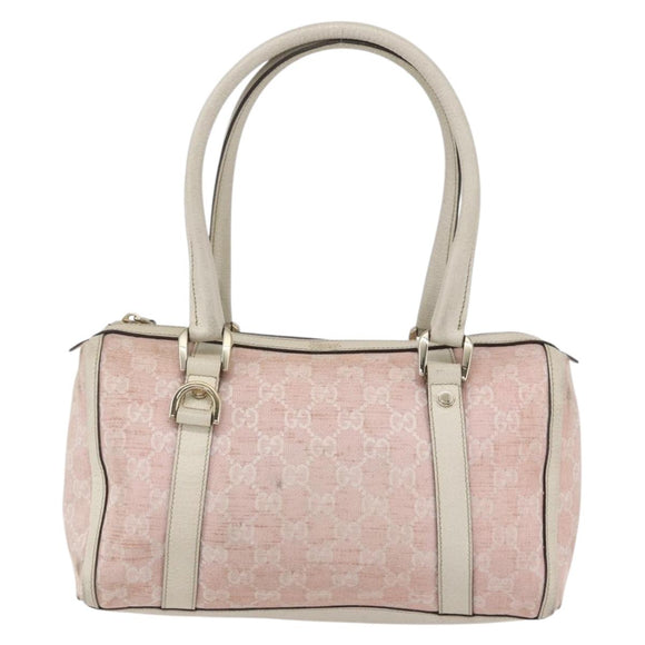 GUCCI GG Canvas Hand Bag Outlet Pink Gold 130942 Auth 160602