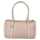 GUCCI GG Canvas Hand Bag Outlet Pink Gold 130942 Auth 160602-2