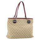GUCCI GG Canvas Tote Bag Beige Silver 120837 Auth 160606-1
