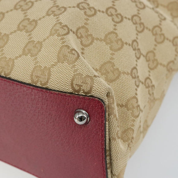 GUCCI GG Canvas Tote Bag Beige Silver 120837 Auth 160606