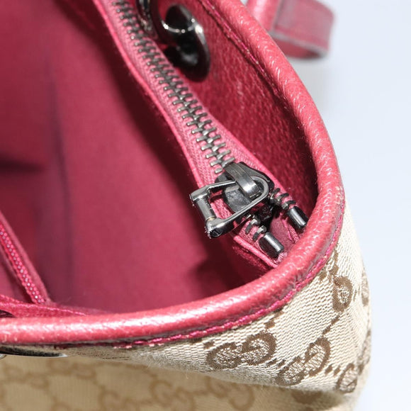 GUCCI GG Canvas Tote Bag Beige Silver 120837 Auth 160606