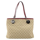 GUCCI GG Canvas Tote Bag Beige Silver 120837 Auth 160606-13
