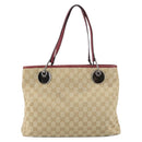 GUCCI GG Canvas Tote Bag Beige Silver 120837 Auth 160606-2