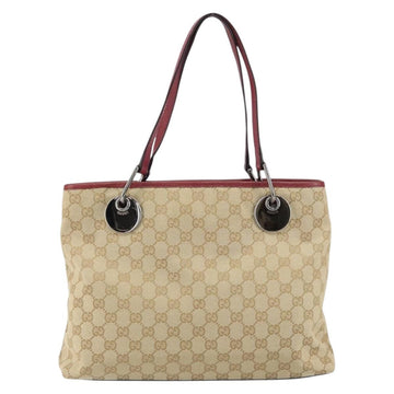 GUCCI GG Canvas Tote Bag Beige Silver 120837 Auth 160606 - 0