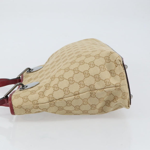 GUCCI GG Canvas Tote Bag Beige Silver 120837 Auth 160606