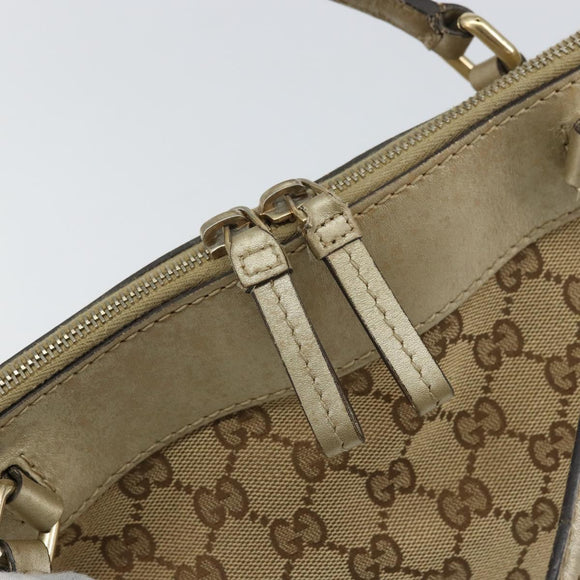 GUCCI GG Canvas Hand Bag Beige Gold 269894 Auth 160609