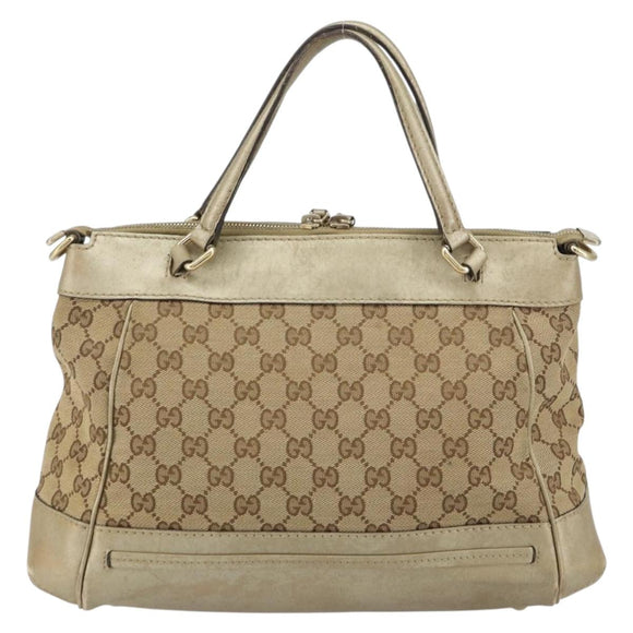 GUCCI GG Canvas Hand Bag Beige Gold 269894 Auth 160609