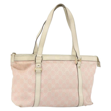 GUCCI GG Canvas Abbey Tote Bag Pink Gold 141470 Auth 160613