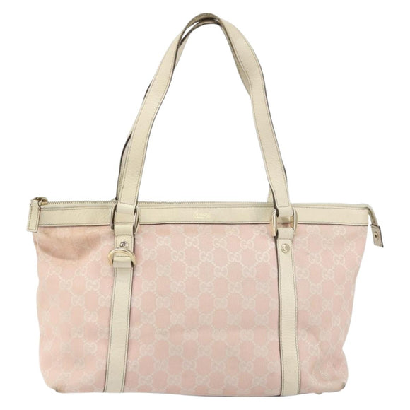 GUCCI GG Canvas Abbey Tote Bag Pink Gold 141470 Auth 160613