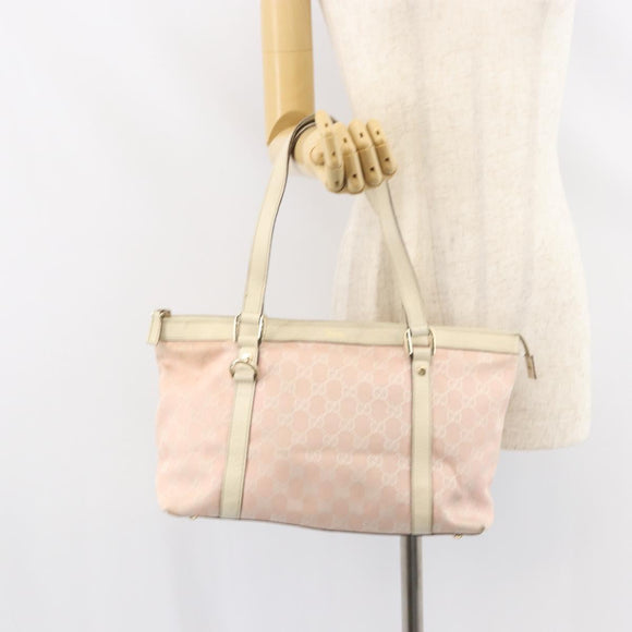 GUCCI GG Canvas Abbey Tote Bag Pink Gold 141470 Auth 160613