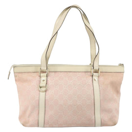 GUCCI GG Canvas Abbey Tote Bag Pink Gold 141470 Auth 160613 - 0