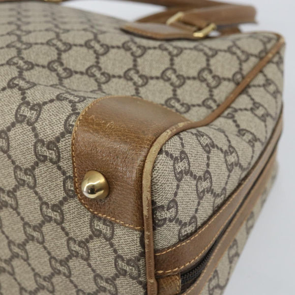GUCCI GG Plus Supreme Boston Bag PVC Beige Gold Auth 160615