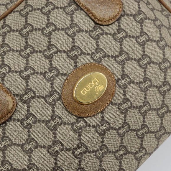 GUCCI GG Plus Supreme Boston Bag PVC Beige Gold Auth 160615