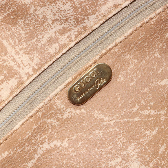 GUCCI GG Plus Supreme Boston Bag PVC Beige Gold Auth 160615