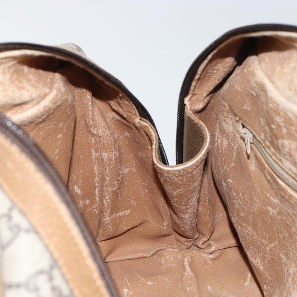 GUCCI GG Plus Supreme Boston Bag PVC Beige Gold Auth 160615