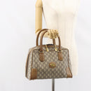 GUCCI GG Plus Supreme Boston Bag PVC Beige Gold Auth 160615-23