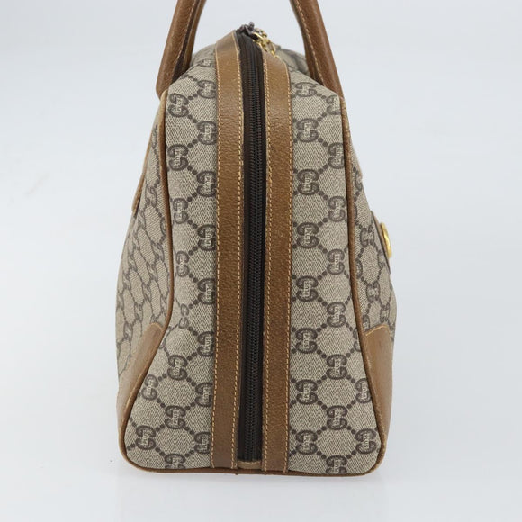 GUCCI GG Plus Supreme Boston Bag PVC Beige Gold Auth 160615