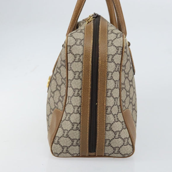 GUCCI GG Plus Supreme Boston Bag PVC Beige Gold Auth 160615