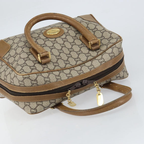 GUCCI GG Plus Supreme Boston Bag PVC Beige Gold Auth 160615