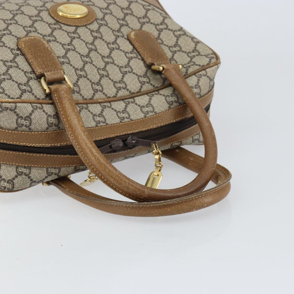 GUCCI GG Plus Supreme Boston Bag PVC Beige Gold Auth 160615