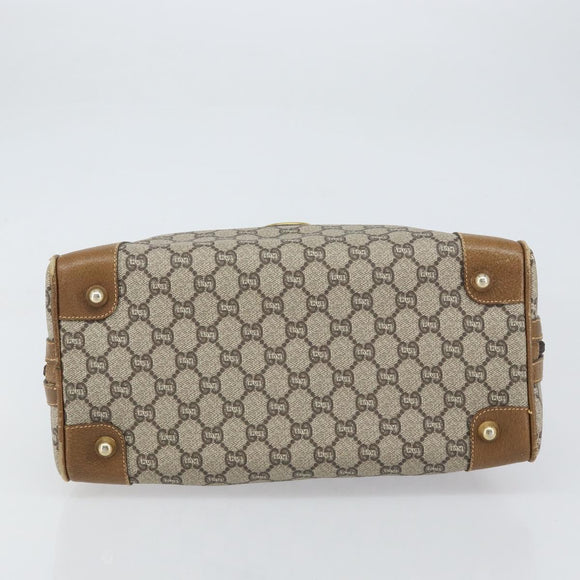 GUCCI GG Plus Supreme Boston Bag PVC Beige Gold Auth 160615