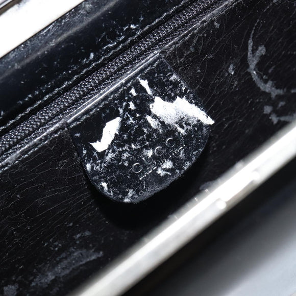 GUCCI Chain Shoulder Bag Leather Black Silver Auth 160616