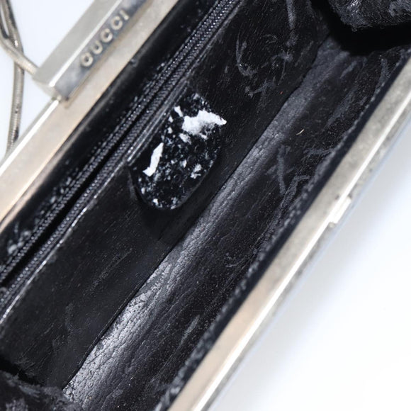 GUCCI Chain Shoulder Bag Leather Black Silver Auth 160616