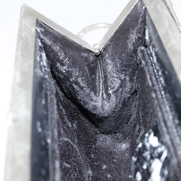 GUCCI Chain Shoulder Bag Leather Black Silver Auth 160616