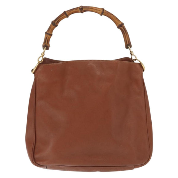 GUCCI Bamboo Hand Bag Leather Brown Gold 001 1638 Auth 160617