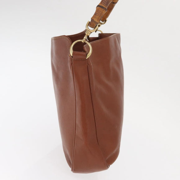 GUCCI Bamboo Hand Bag Leather Brown Gold 001 1638 Auth 160617