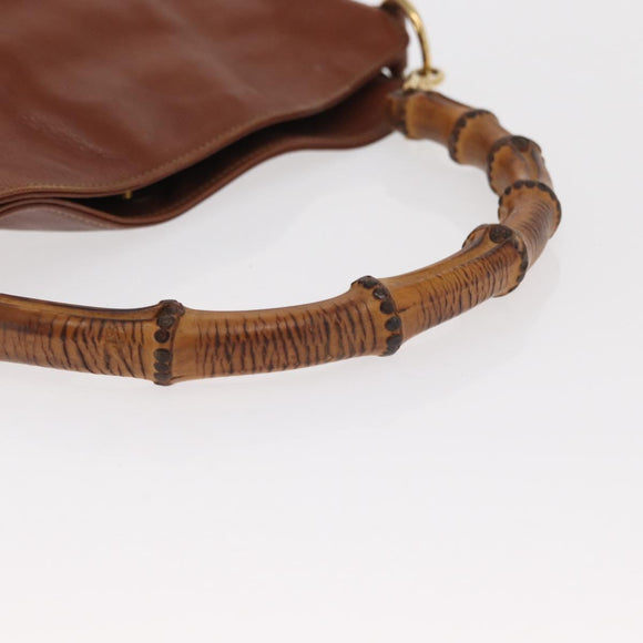 GUCCI Bamboo Hand Bag Leather Brown Gold 001 1638 Auth 160617