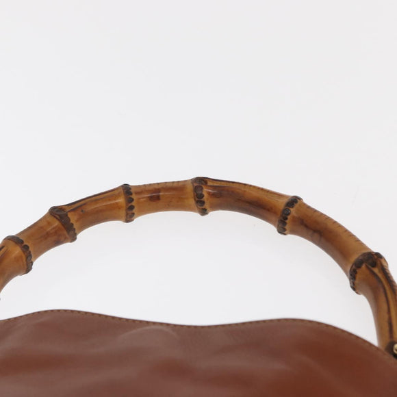 GUCCI Bamboo Hand Bag Leather Brown Gold 001 1638 Auth 160617