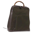 GUCCI Bamboo Body Bag Nylon Enamel Khaki Silver 003 2058 0059 5 Auth 160618-1
