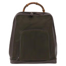 GUCCI Bamboo Body Bag Nylon Enamel Khaki Silver 003 2058 0059 5 Auth 160618-13