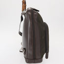 GUCCI Bamboo Body Bag Nylon Enamel Khaki Silver 003 2058 0059 5 Auth 160618-4