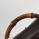 GUCCI Bamboo Body Bag Nylon Enamel Khaki Silver 003 2058 0059 5 Auth 160618-14