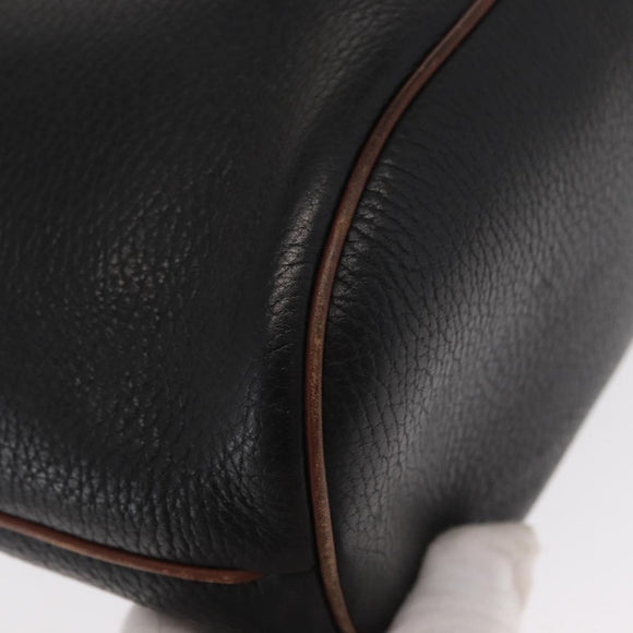 GUCCI Shoulder Bag Leather Black Gold 001 904 0791 Auth 160619