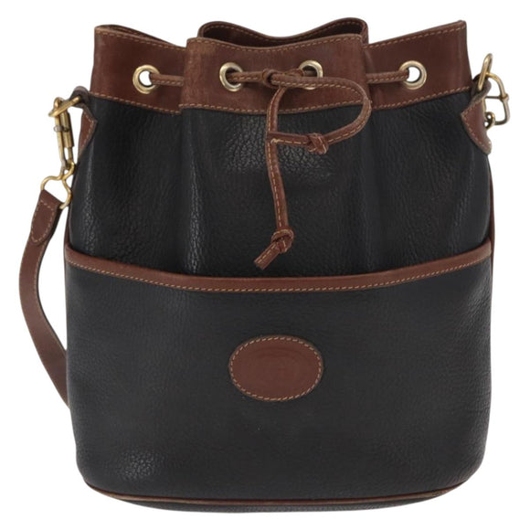 GUCCI Shoulder Bag Leather Black Gold 001 904 0791 Auth 160619